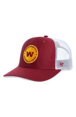 Men's '47 Burgundy/White Washington Football Team Trucker Snapback Hat in Cardinal