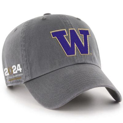 Men's '47 Charcoal Washington Huskies College Football Playoff 2024 National Championship Game Clean Up Adjustable Hat