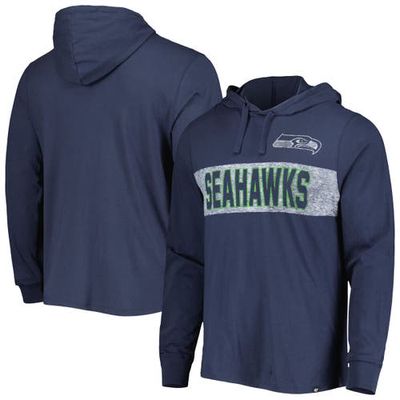 Men's '47 College Navy Seattle Seahawks Field Franklin Hooded Long Sleeve T-Shirt