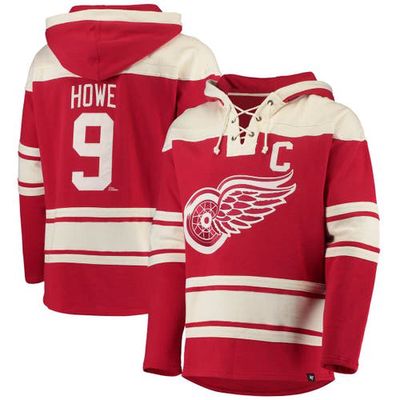 Men's '47 Gordie Howe Red Detroit Red Wings Retired Player Name & Number Lacer Pullover Hoodie