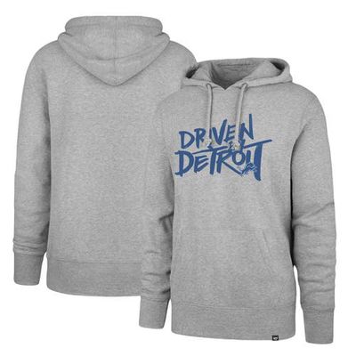 Men's '47 Gray Detroit Lions Driven by Detroit Pullover Hoodie in Heather Gray