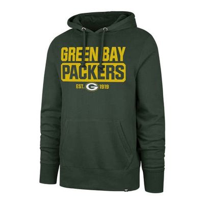 Men's '47 Green Green Bay Packers Box Out Headline Pullover Hoodie