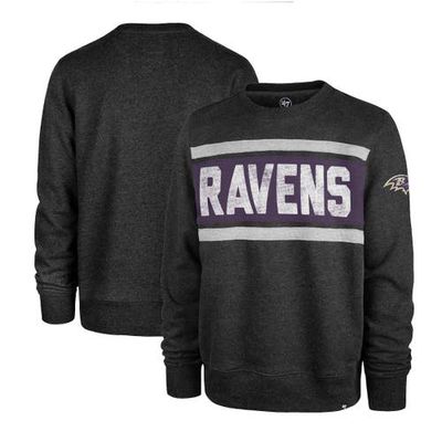 Men's '47 Heathered Black Baltimore Ravens Bypass Tribeca Pullover Sweatshirt