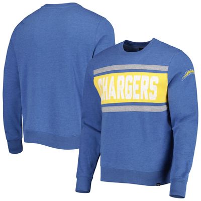 Men's '47 Heathered Blue Los Angeles Chargers Bypass Tribeca Pullover Sweatshirt