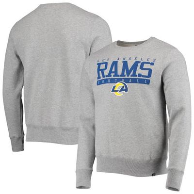Men's '47 Heathered Gray Los Angeles Rams Block Headline Pullover Sweatshirt in Heather Gray