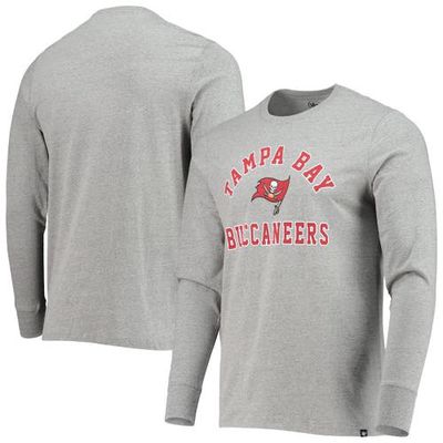 Men's '47 Heathered Gray Tampa Bay Buccaneers Victory Arch Super Rival Long Sleeve T-Shirt in Heather Gray