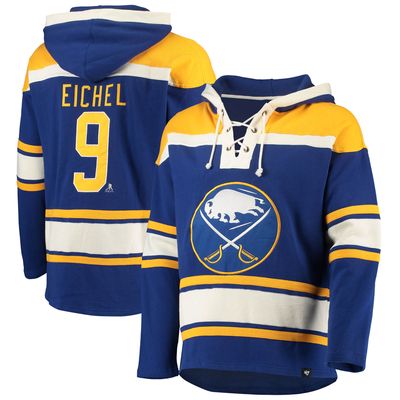 Men's '47 Jack Eichel Royal Buffalo Sabres Player Name & Number Lacer Pullover Hoodie