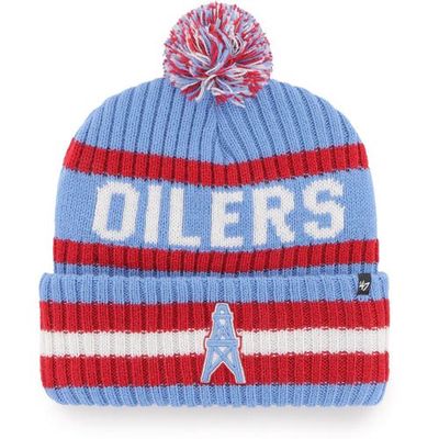 Men's '47 Light Blue Houston Oilers Legacy Bering Cuffed Knit Hat with Pom