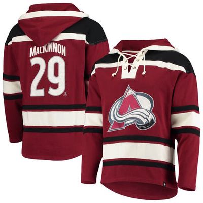 Men's '47 Nathan MacKinnon Burgundy Colorado Avalanche Player Name & Number Lacer Pullover Hoodie