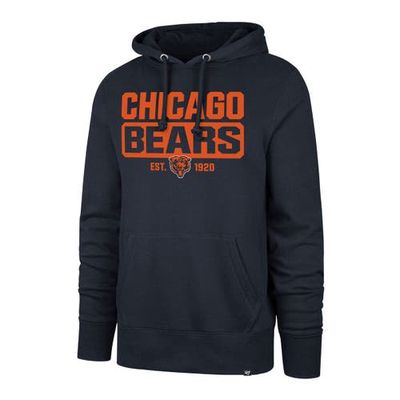 Men's '47 Navy Chicago Bears Box Out Headline Pullover Hoodie
