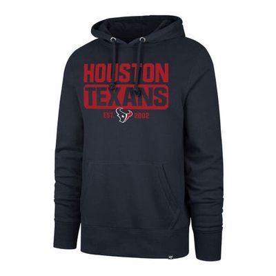 Men's '47 Navy Houston Texans Box Out Headline Pullover Hoodie