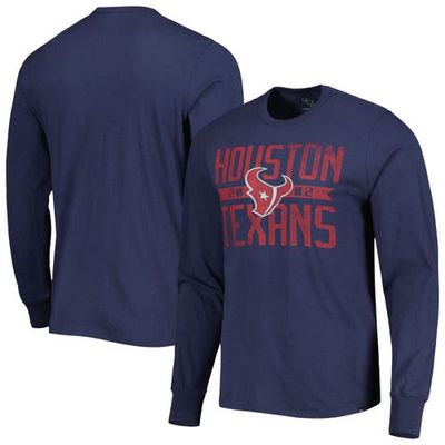 Men's '47 Navy Houston Texans Brand Wide Out Franklin Long Sleeve T-Shirt