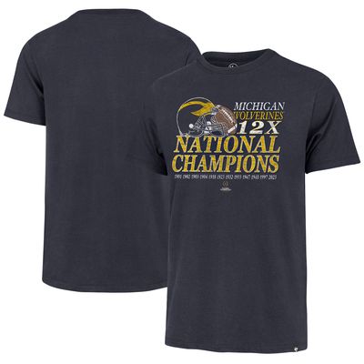 Men's '47 Navy Michigan Wolverines 12-Time Football National Champions Franklin T-Shirt
