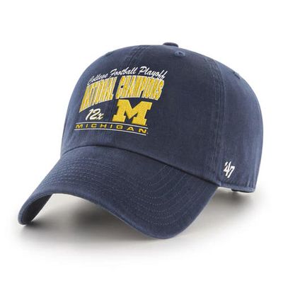 Men's '47 Navy Michigan Wolverines 12-Time National Champions Clean Up Adjustable Hat