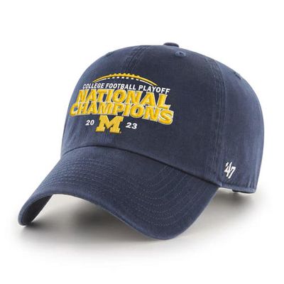 Men's '47 Navy Michigan Wolverines College Football Playoff 2023 National Champions Clean Up Adjustable Hat