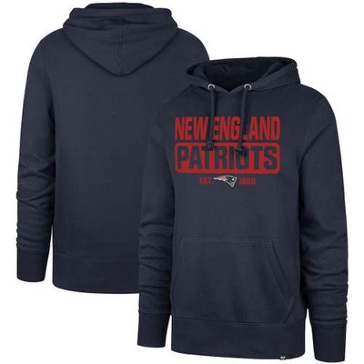 Men's '47 Navy New England Patriots Box Out Headline Pullover Hoodie