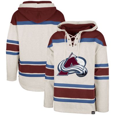 Men's '47 Oatmeal Colorado Avalanche Rockaway Lacer Pullover Hoodie