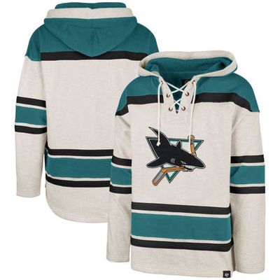 Men's '47 Oatmeal San Jose Sharks Rockaway Lacer Pullover Hoodie