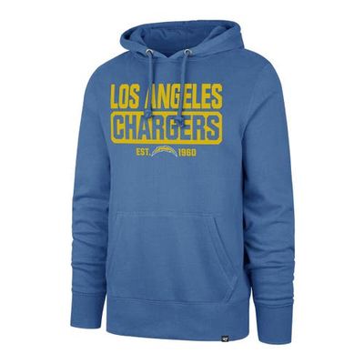 Men's '47 Powder Blue Los Angeles Chargers Box Out Headline Pullover Hoodie