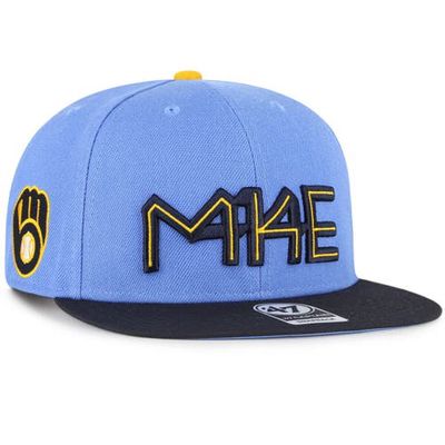 Men's '47 Powder Blue Milwaukee Brewers 2022 City Connect Captain Snapback Hat in Light Blue