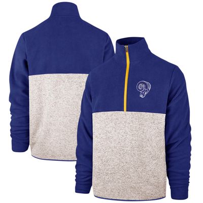 Men's '47 Royal/Cream Los Angeles Rams Colorblock Kodiak Half-Zip Jacket
