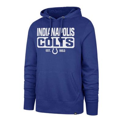 Men's '47 Royal Indianapolis Colts Box Out Headline Pullover Hoodie