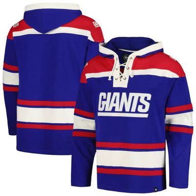 Men's '47 Royal New York Giants Throwback Lacer Pullover Hoodie