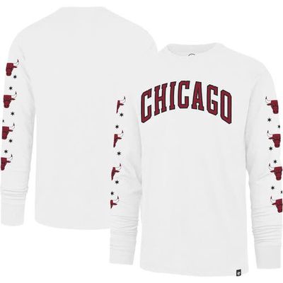 Men's '47 White Chicago Bulls City Edition Downtown Franklin Long Sleeve T-Shirt