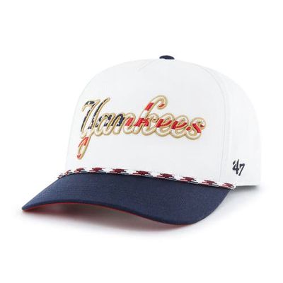 Men's '47 White New York Yankees Flag Script Hitch Snapback Hat