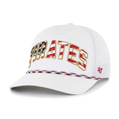 Men's '47 White Pittsburgh Pirates Flag Flutter Hitch Snapback Hat