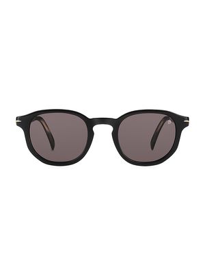Men's 49MM Round Sunglasses - Black - Black