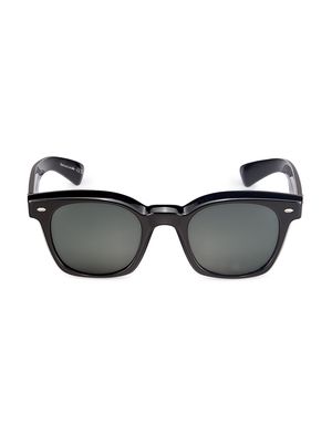 Men's 50MM Merceaux Rectangular Sunglasses - Black - Black