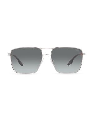 Men's 50WS 59MM Square Sunglasses - Silver - Silver