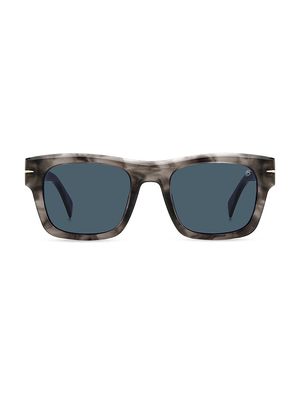 Men's 51MM Square Sunglasses - Grey Havana Blue - Grey Havana Blue