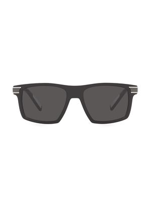 Men's 54MM Rectangular Sunglasses - Black - Black