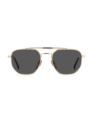 Men's 54MM Round Sunglasses - Gold - Gold