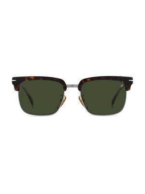 Men's 55MM Rectangle Sunglasses - Havana Green - Havana Green