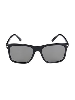 Men's 56MM Gradient Rectangular Sunglasses - Black - Black
