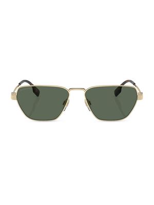 Men's 58MM Metal Abstract Sunglasses - Light Gold