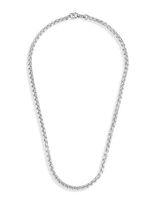 Men's 5MM Sterling Silver Box Chain Necklace - Silver - Silver