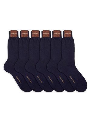 Men's 6-Pack Solid Cotton Socks - Dark Blue - Size Medium - Dark Blue - Size Medium