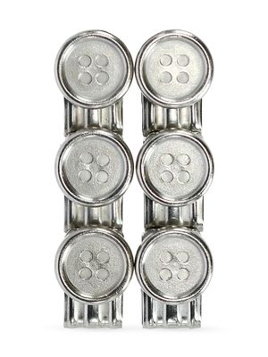 Men's 6-Piece No-Sew Suspenders Buttons - Silver - Silver