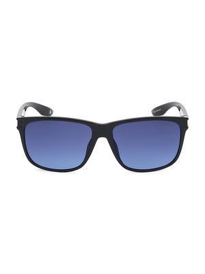 Men's 60MM Injected Gradient Square Sunglasses - Shiny Black Gradient Blue - Shiny Black Gradient Blue