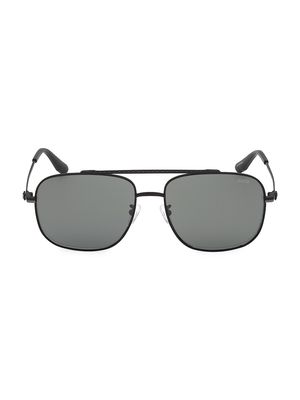 Men's 60MM Navigator Sunglasses - Matte Black Smoke Mirror