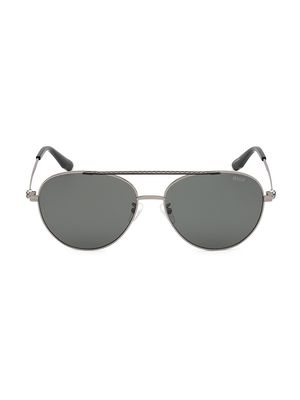 Men's 60MM Polarized Pilot Sunglasses - Gunmetal - Gunmetal