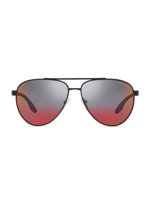 Men's 61MM Linea Rossa Metal Sunglasses - Black - Black
