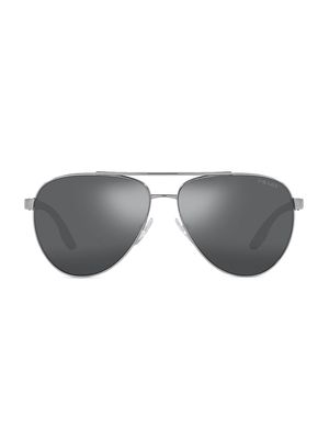 Men's 61MM Metal Pilot Sunglasses - Black - Black