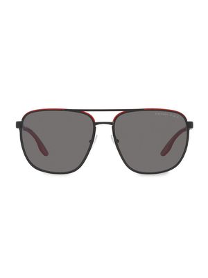 Men's 62MM Metal Pilot Sunglasses - Black Red - Black Red