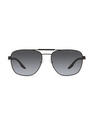 Men's 6MM Metal Aviator Sunglasses - Matte Black - Matte Black