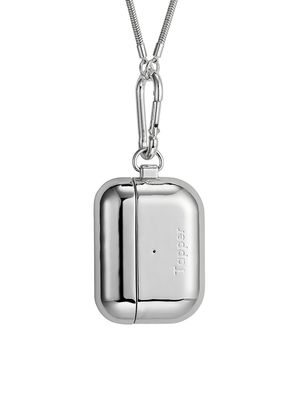 Men's 925 Silver-Plated Brass Airpods Pro Neck Case - Silver Plated Brass - Silver Plated Brass